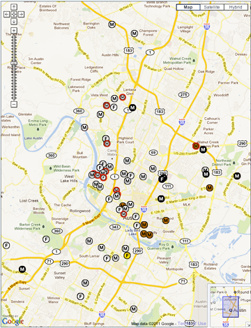 Electee Residences Map 1971-2011 (Click to see live maps)