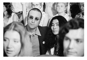 John Lennon and Yoko Ono at Senate Watergate hearings