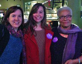 Ora Houston (right) with supporters Kirsha and Alexa Haverlah