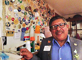 Sabino Renteria’s collection of campaign buttons